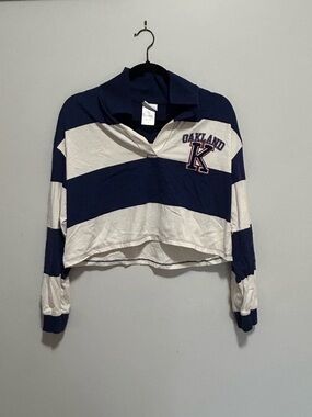 FREEZE Cropped Striped Long Sleeve Shirt